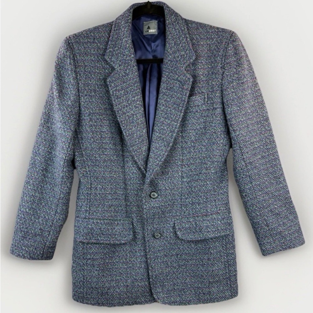 Vintage Lizwear Women's Blue Tweed Blazer